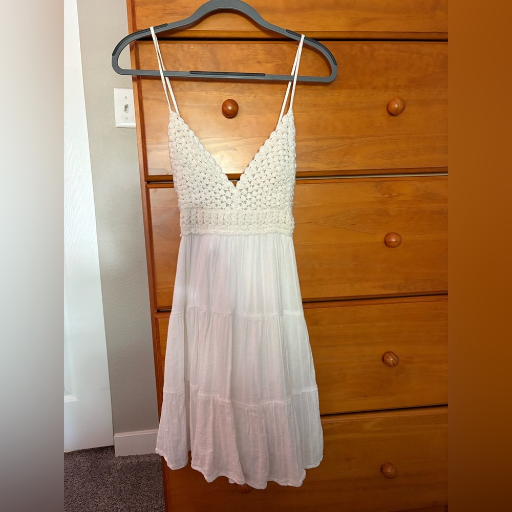 Aerie White Crochet Dress